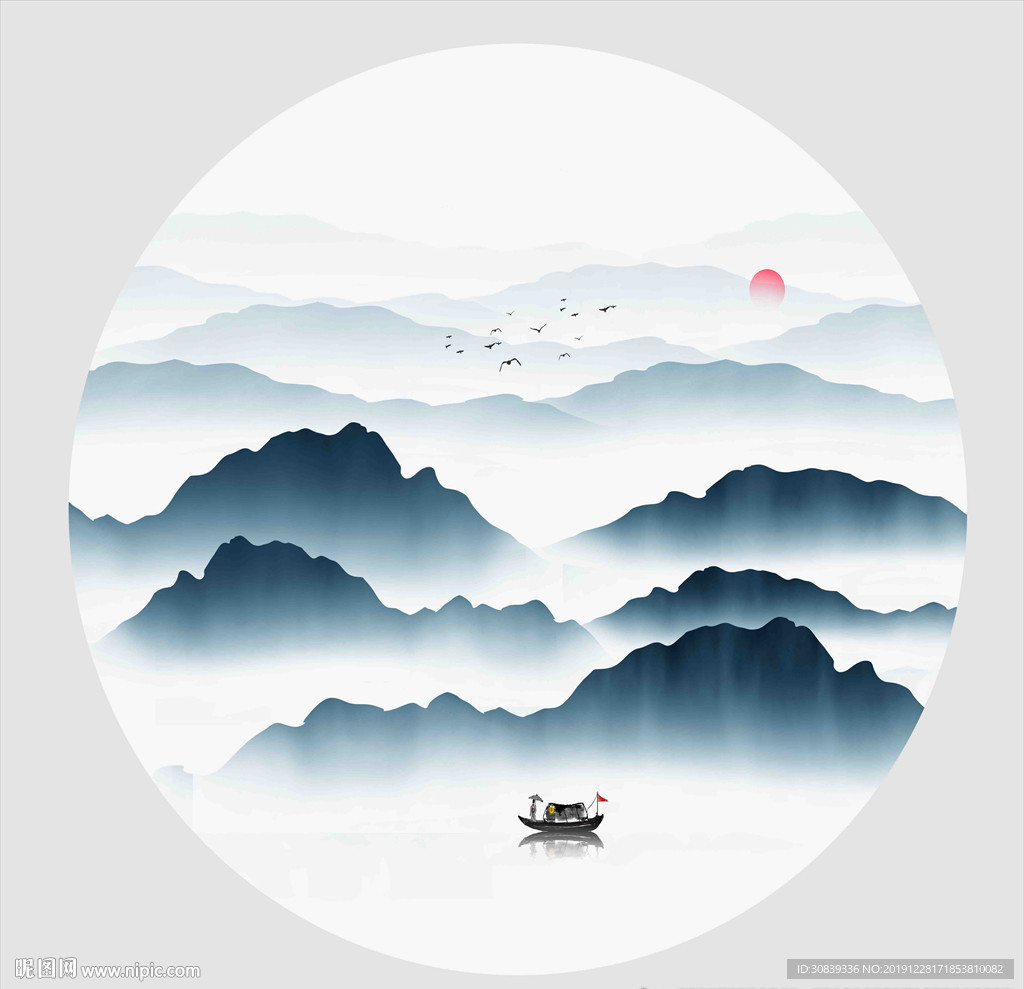 圆形山水画