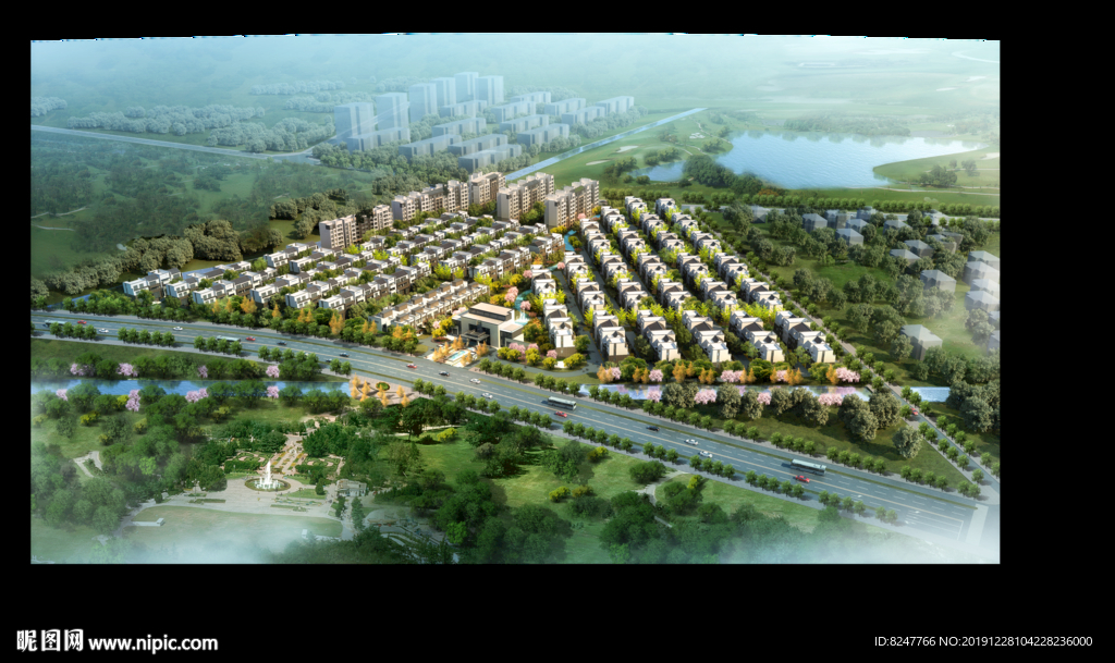 别墅鸟瞰建筑效果图