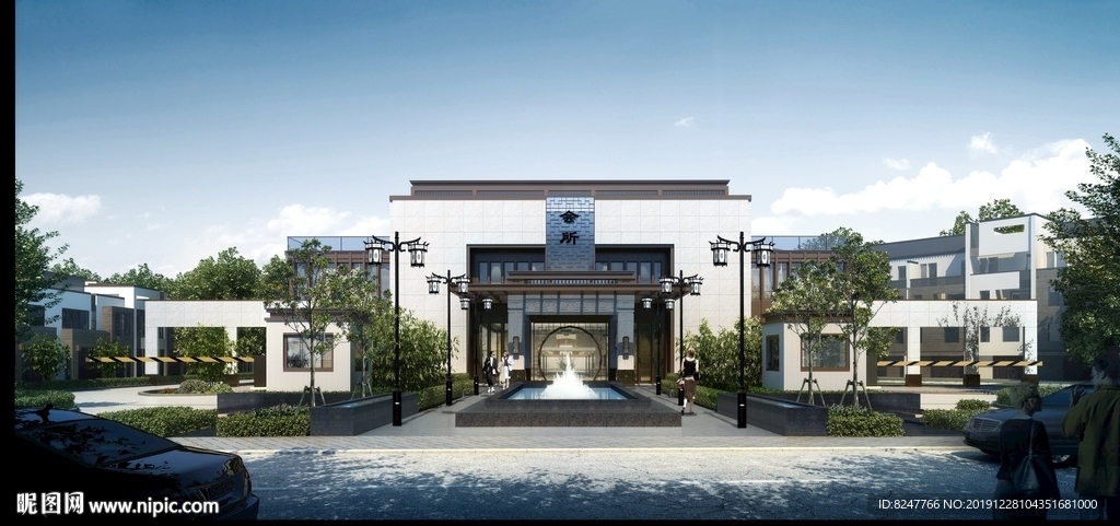中国高级会所景观建筑效果图
