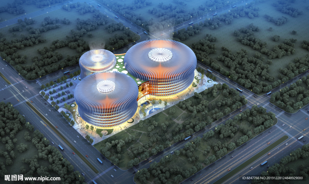 大型歌剧院鸟瞰建筑效果图