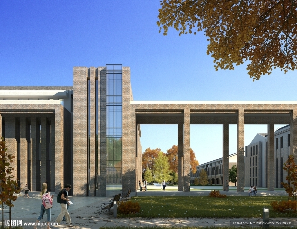 校园一角建筑效果图