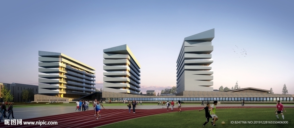 大学校园一角建筑效果图