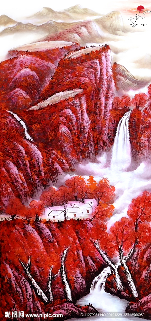 鸿运当头山水画水墨画