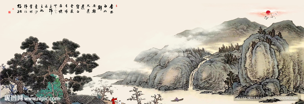 山水中国画水墨画