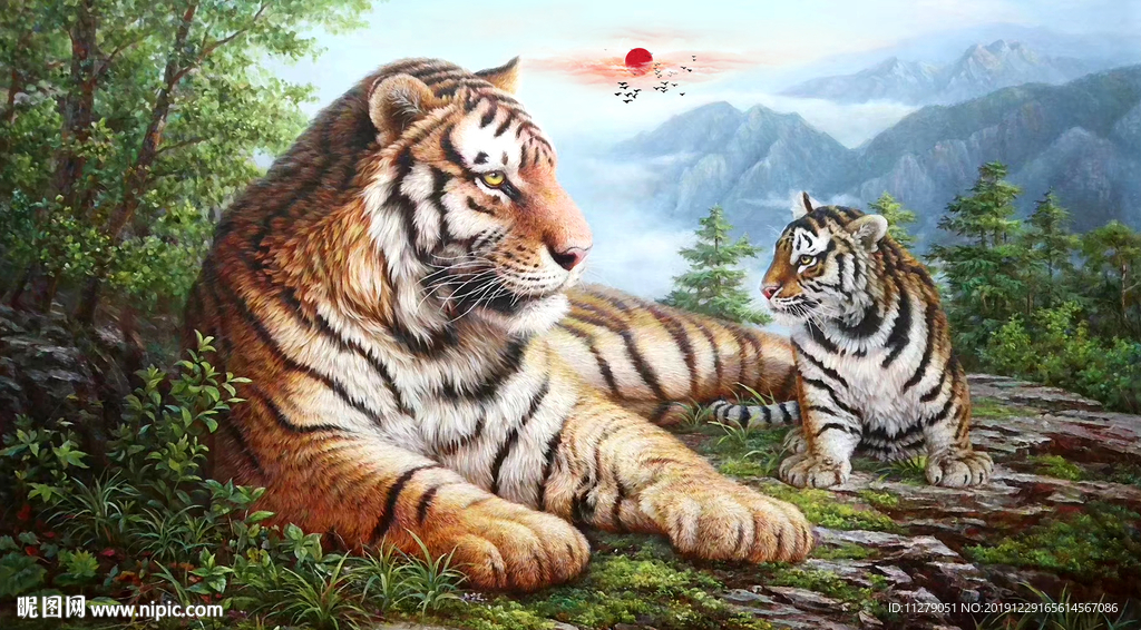 老虎油画装饰画