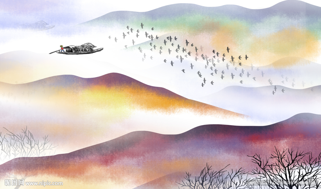 山水 山水 水墨山