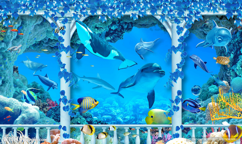 3D梦幻海底世界背景墙