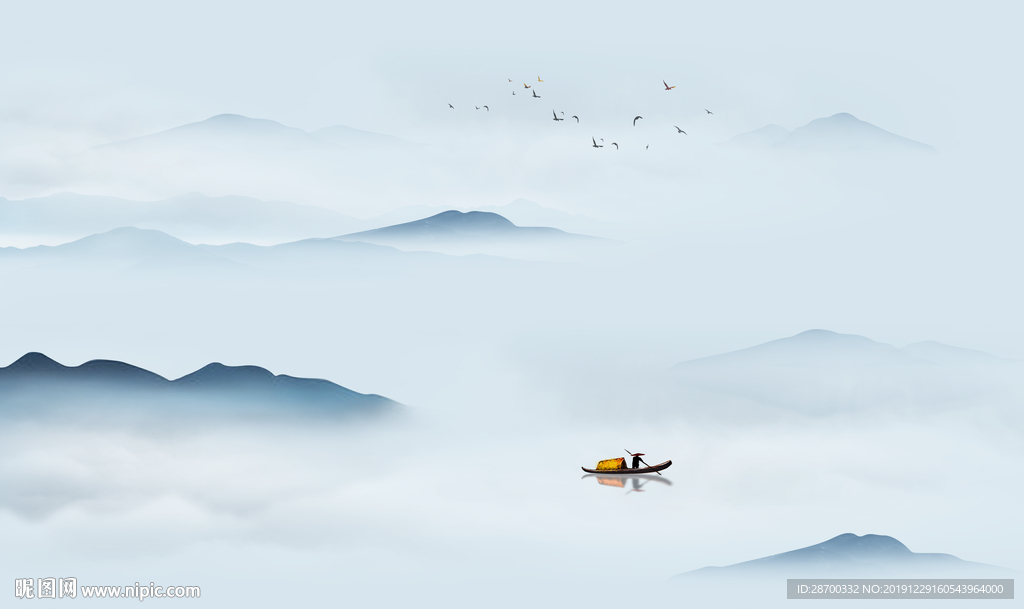 新中式水墨山水画