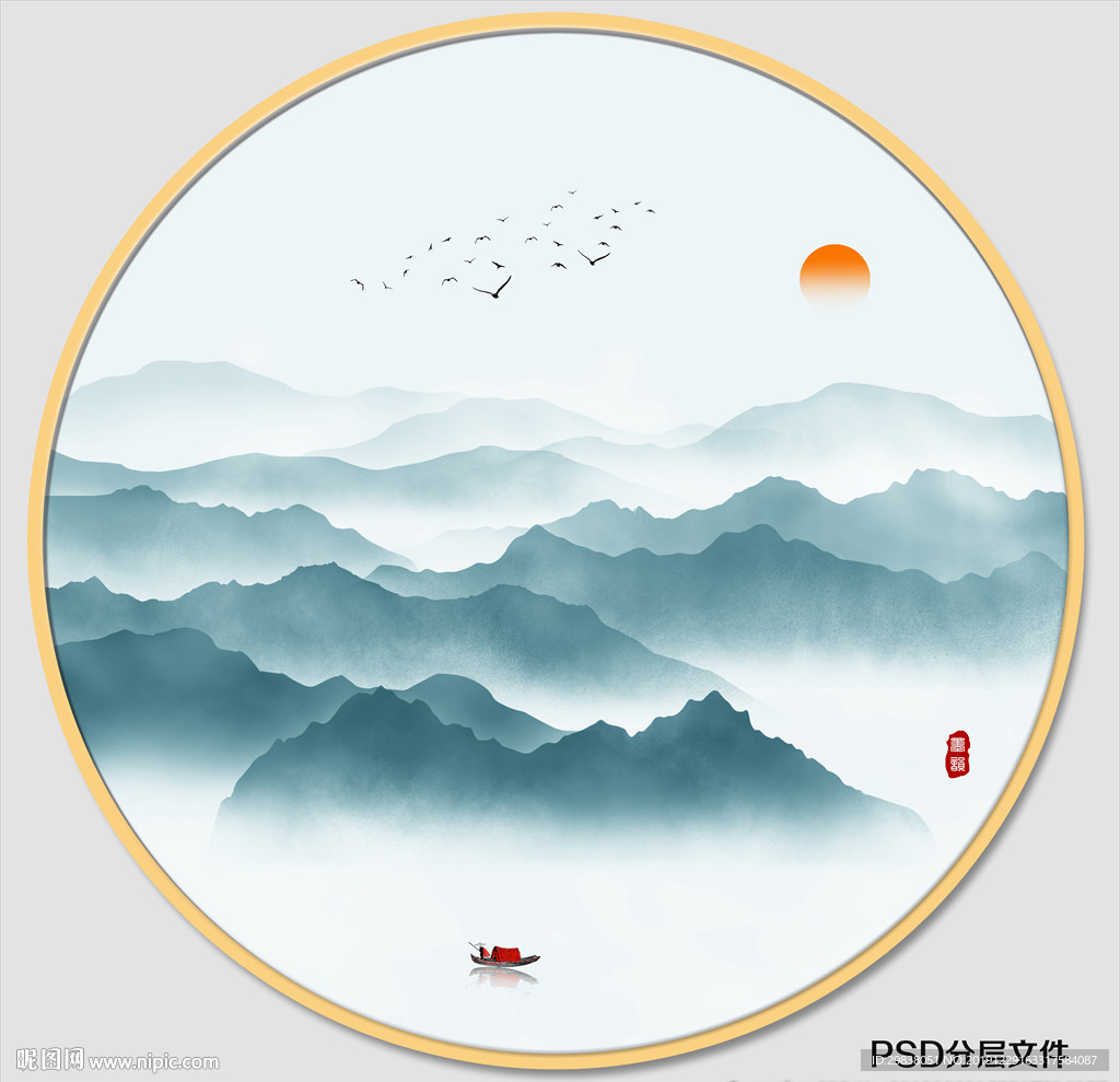圆形山水画