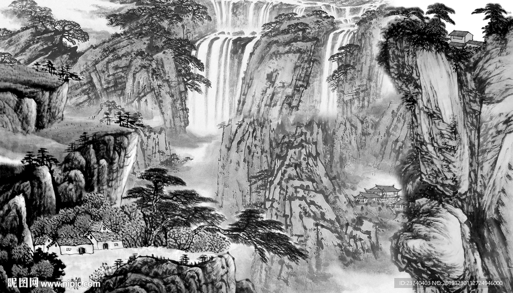 水墨国画背景墙