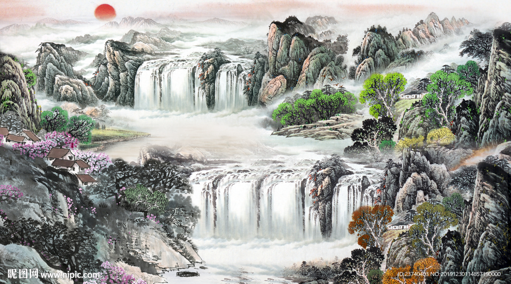电视背景国画山水