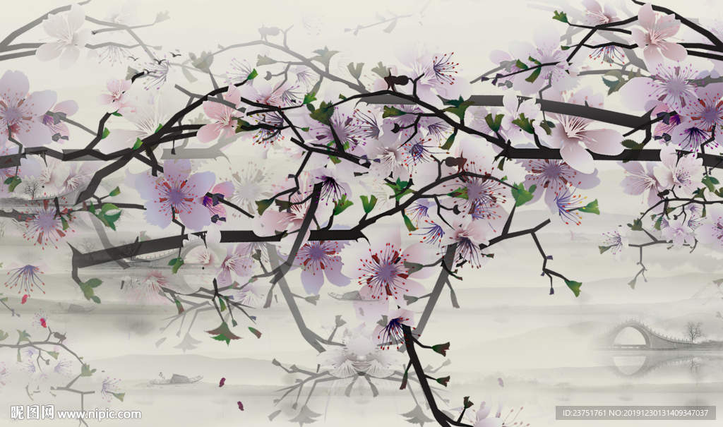 水墨桃花