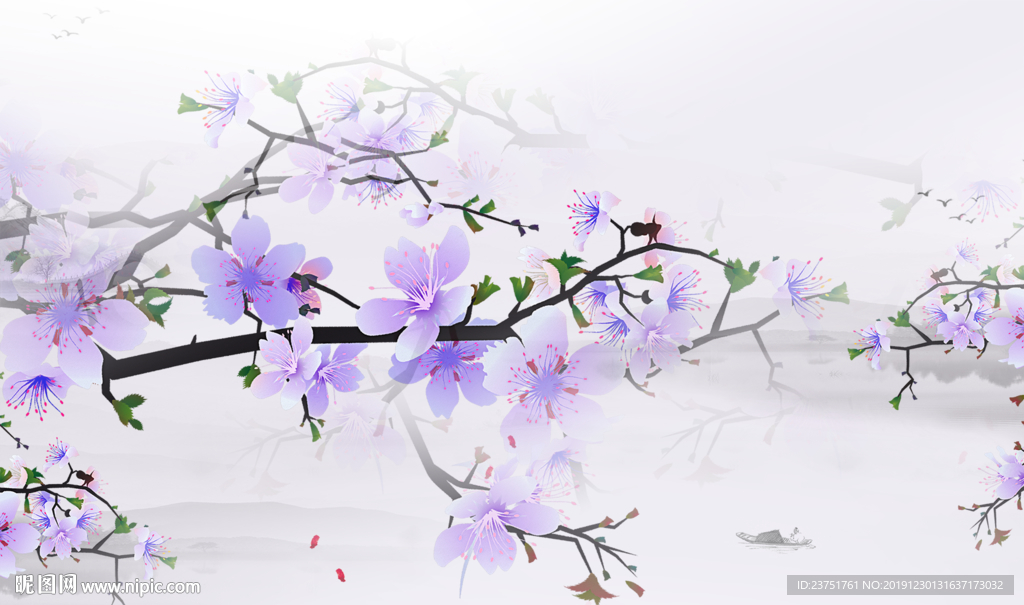 水墨桃花