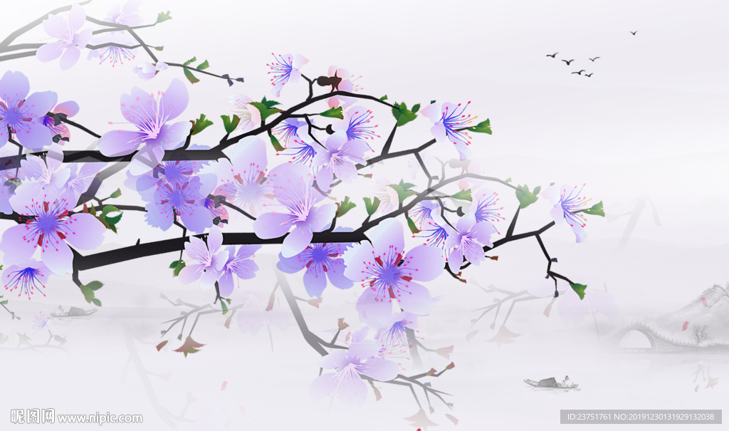 水墨桃花