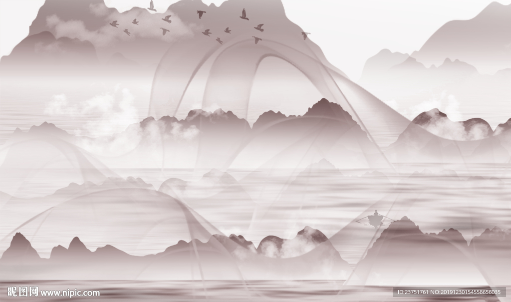 禅意水墨山