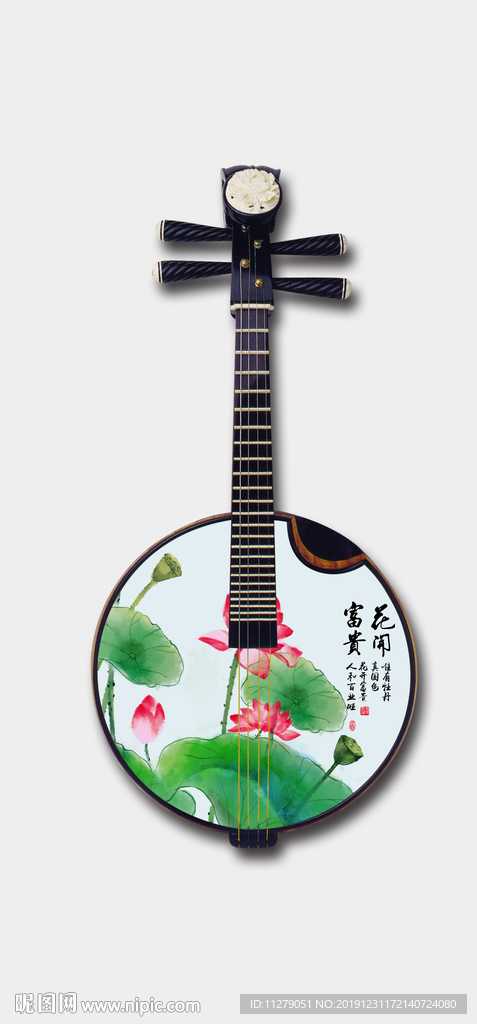 荷花琵琶装饰画