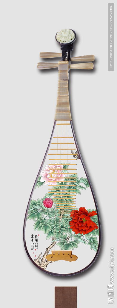 牡丹轻奢琵琶装饰画