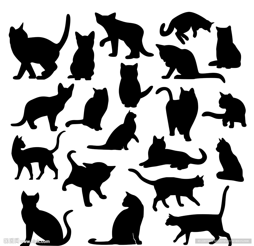 猫剪影猫插画