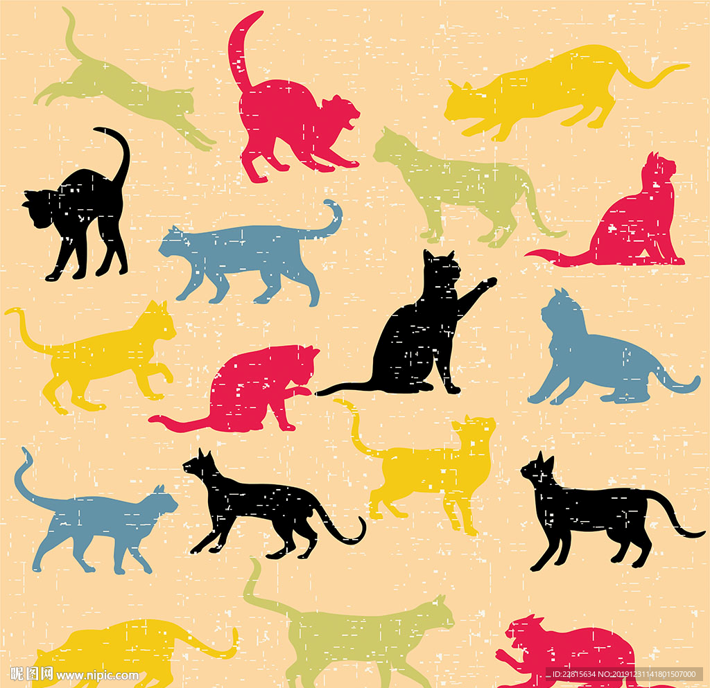 猫剪影猫插画