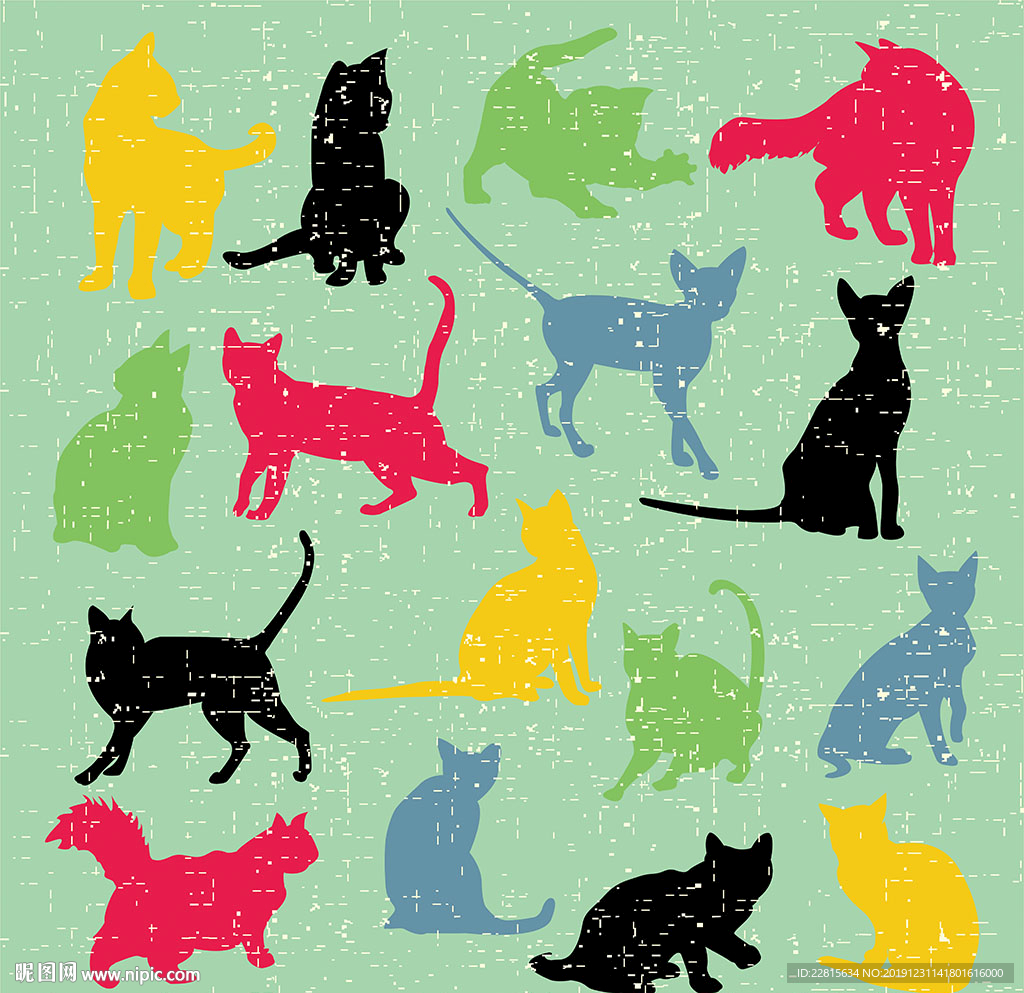 猫剪影猫插画