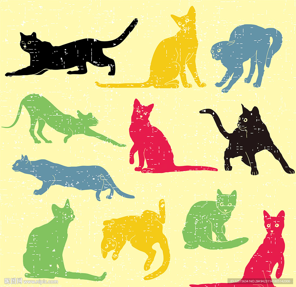 猫剪影猫插画