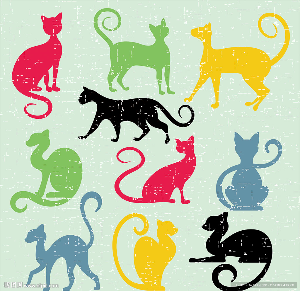 猫剪影猫插画