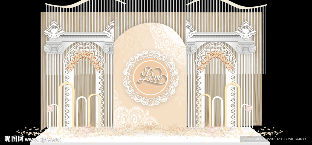 香槟色婚礼 水彩主题婚礼 粉色