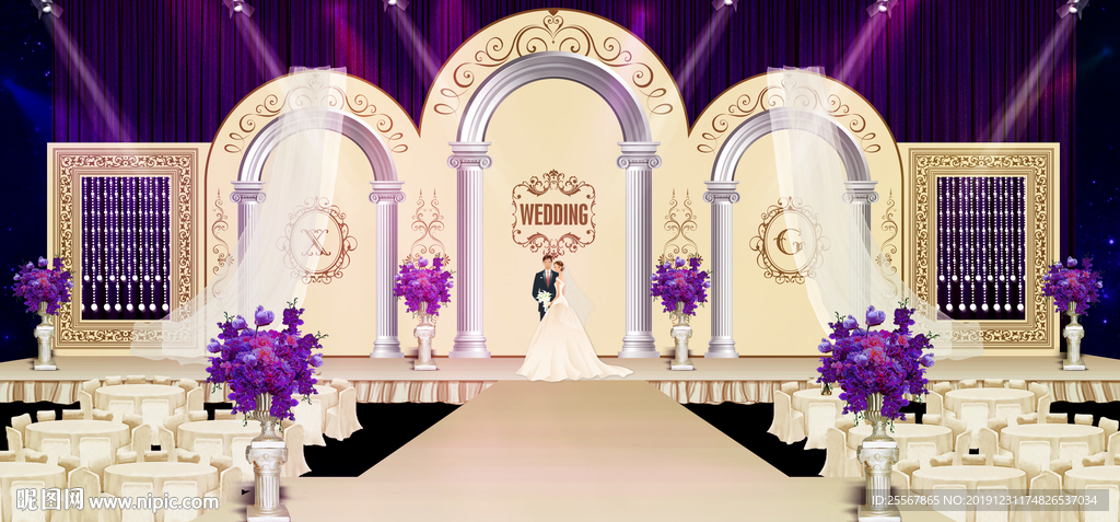 婚庆背景设计 婚礼舞台背景