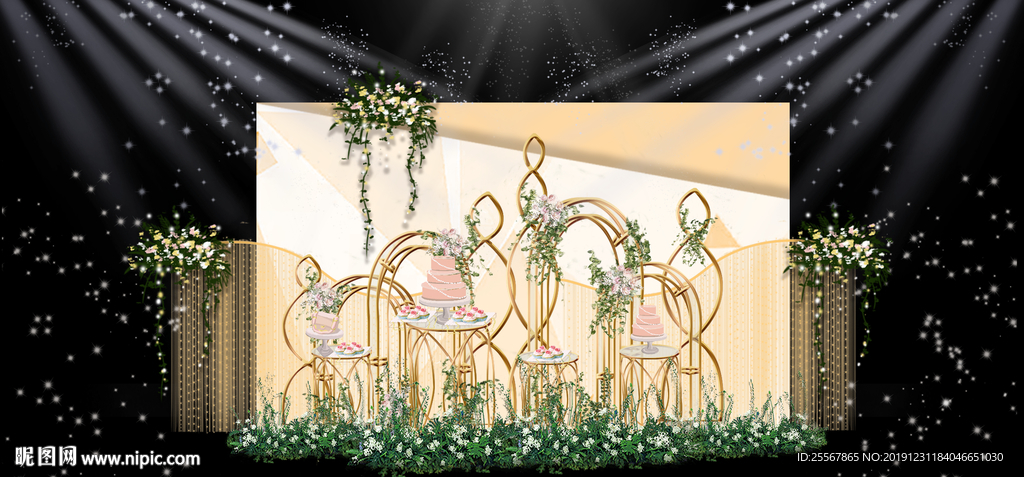 香槟色婚礼 水彩主题婚礼 粉色