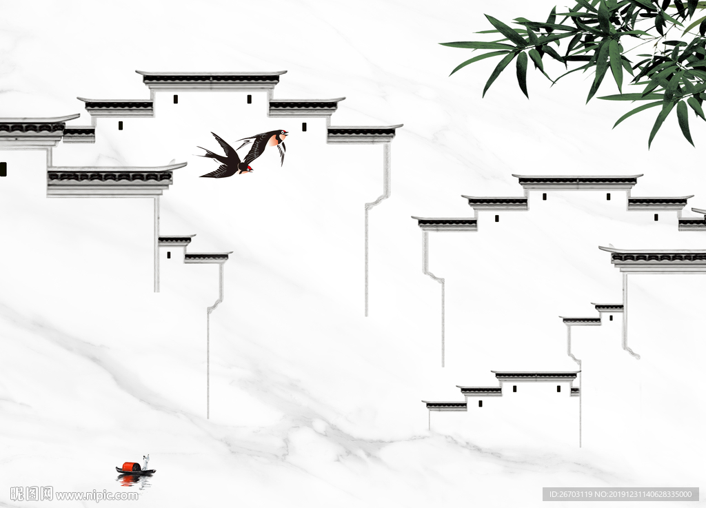 新款爆款大理石纹山水画背景墙