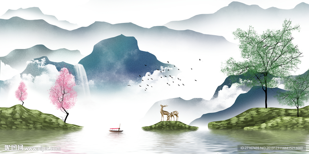 禅意山水装饰画