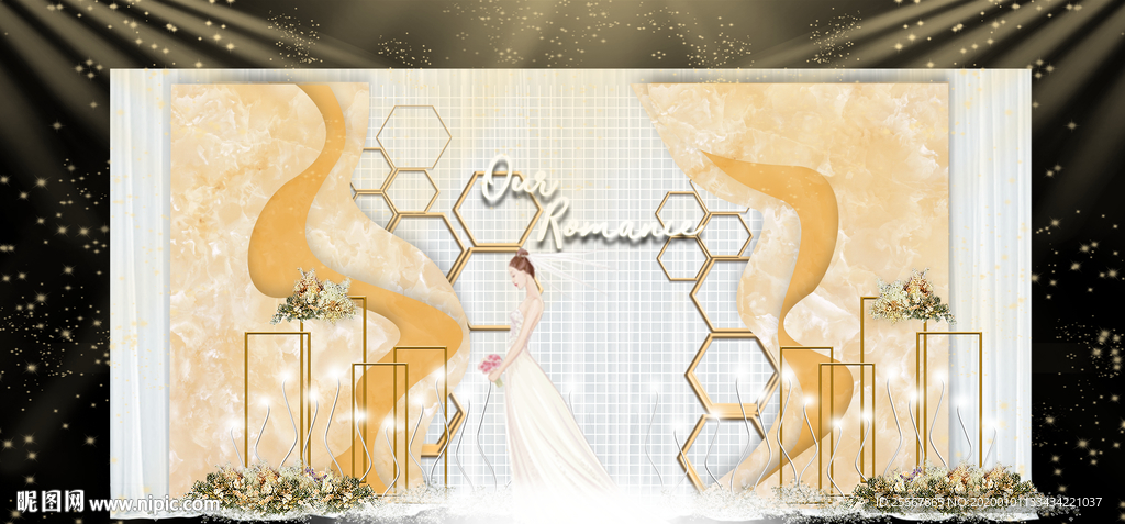 婚礼舞台背景  婚庆背景设计
