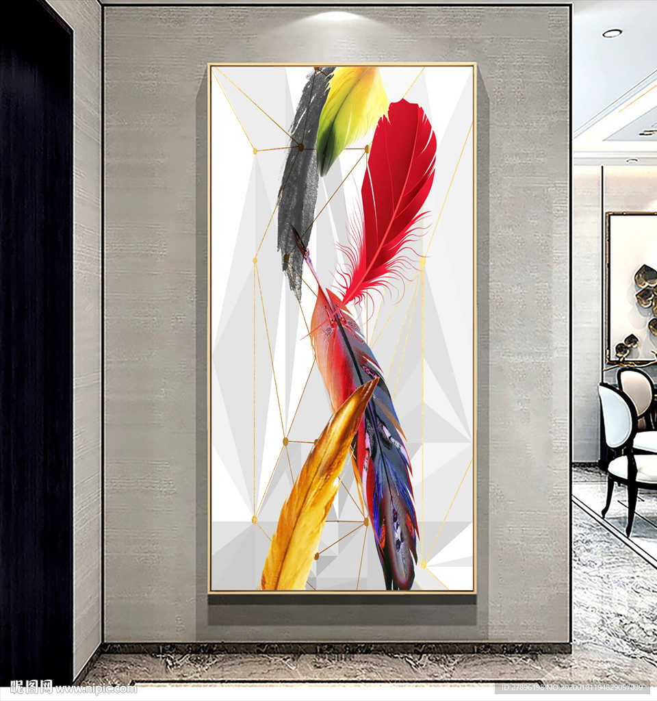 羽毛玄关装饰画