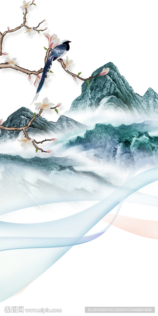 中国风玄关山水新图 TIF分层