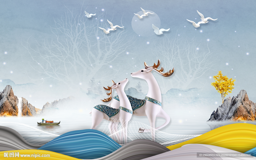 新款北欧背景墙画 TIF分层