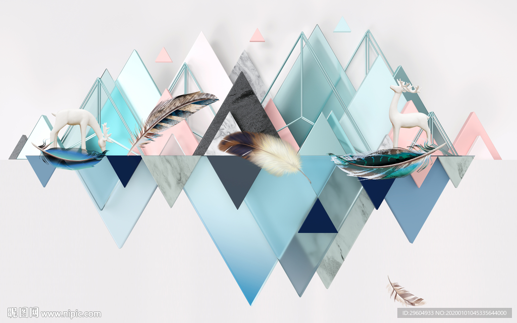 立体北欧背景墙画 TIF分层