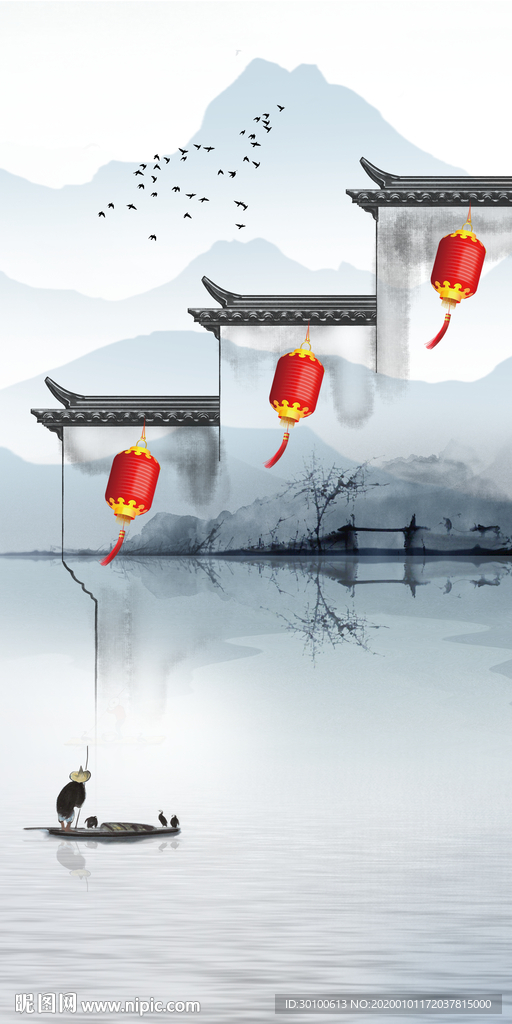 高清 徽派山水新画 tif分层