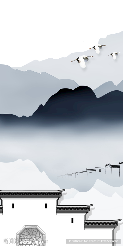 徽派玄关山水新画 tif分层