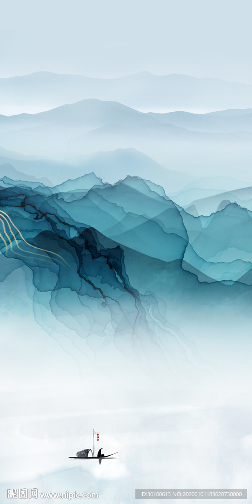 水墨玄关山水新画 tif分层