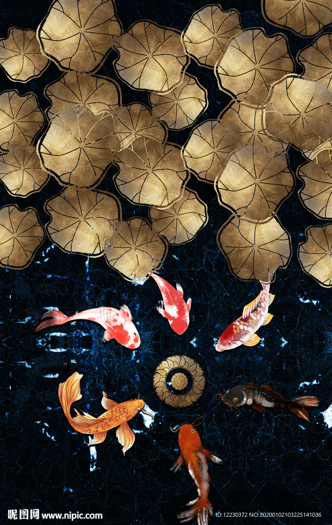 中国风国潮鲤鱼插画元素