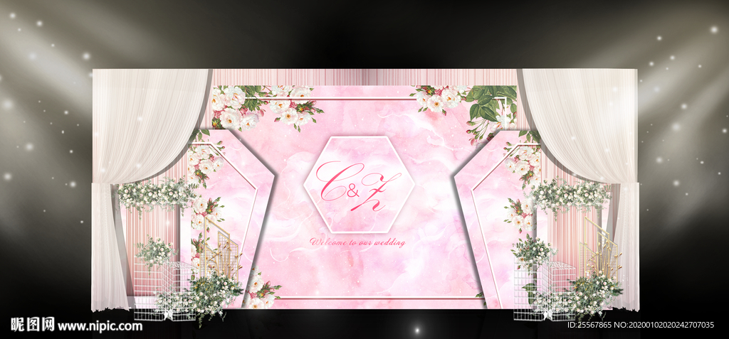 香槟色婚礼 水彩主题婚礼 粉色