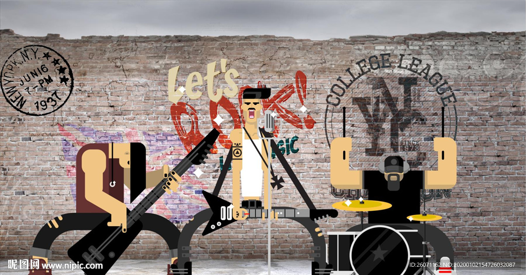 摇滚音乐工装背景墙