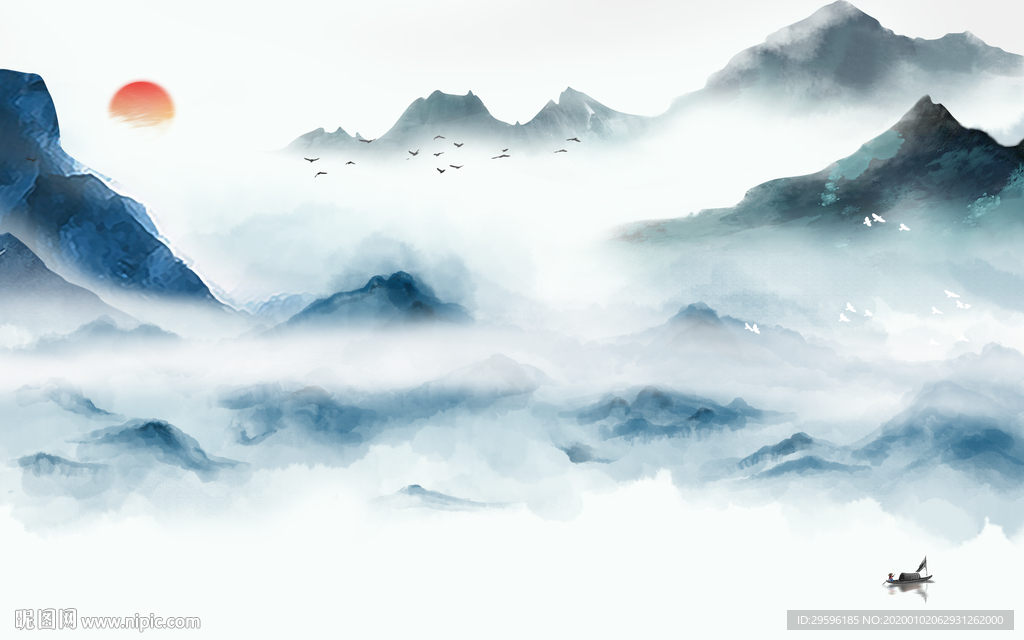 意境高清新山水画 TIF分层