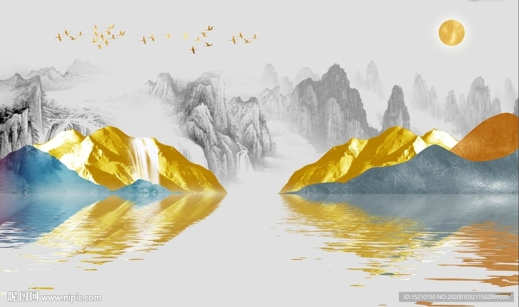 水墨山水电视背景墙