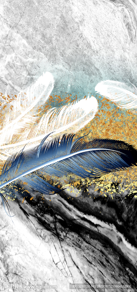 大理石羽毛玄关背景墙