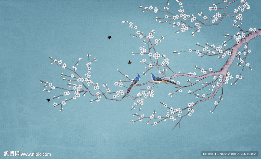 白色梅花电视墙背景