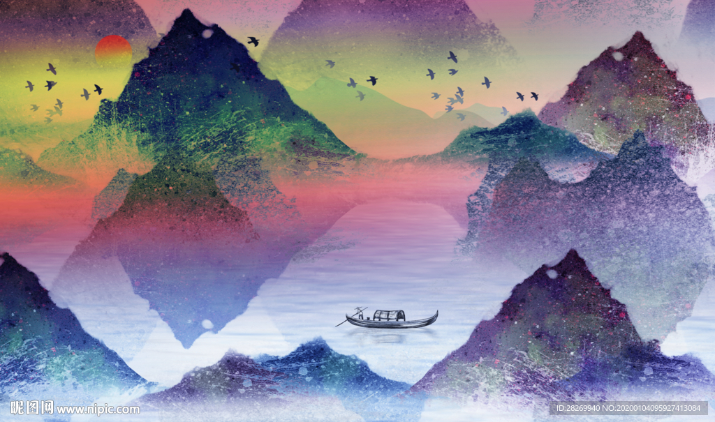 黑白山水画