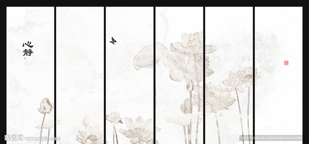 荷花无框画