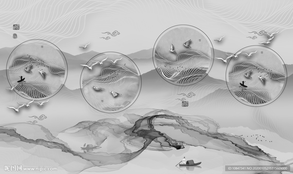 新品山水画高档画 TIF分层