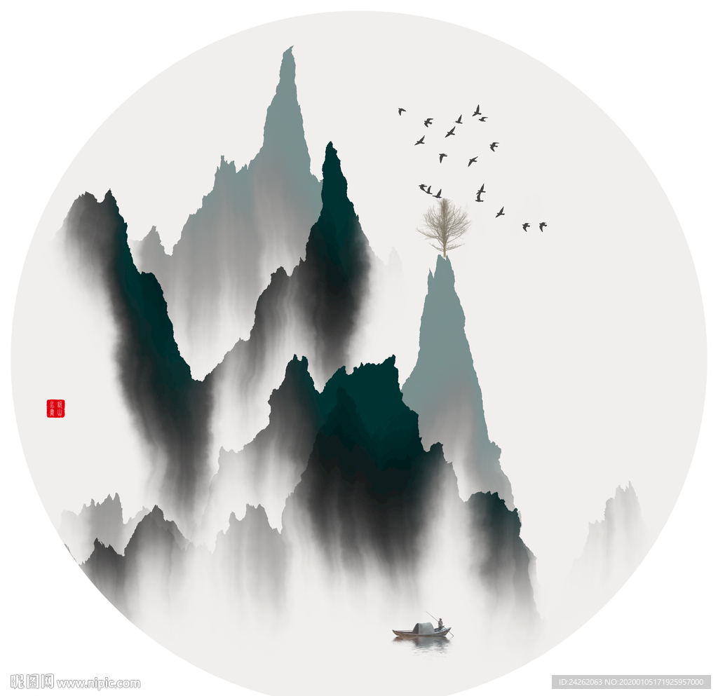 新中式水墨山水画